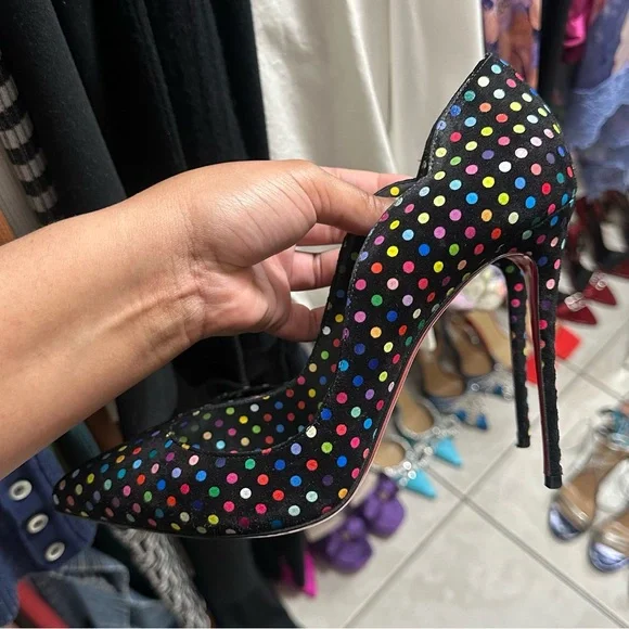 Christian Louboutin Hot Chick 100 Polka Dot Suede Pumps Size 41 - Picture 11 of 12